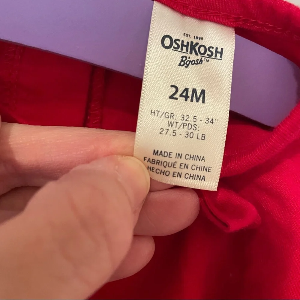 NWT OshKosh B'gosh Vibrant Red Long Sleeve Onesie with Bow Accent Snap Closure
